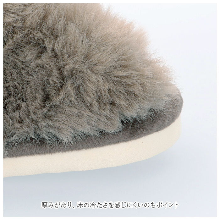 【09.グレー・ルームサボ】 ルームシューズ 通販 サボ ムートン風 スリッパ スリッポン ふわふわ 暖かい もこもこ レディース メンズ 防寒 カジュアル ルーム 室内 オフィス 事務所
