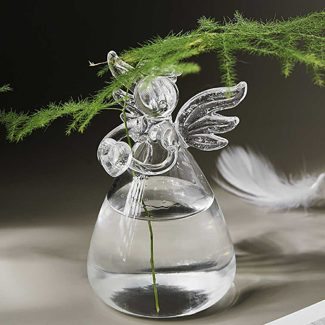 花瓶 天使 透明 ガラス クリア 花器 卓上花瓶 ブーケスタンド 水耕栽培 個性的 透明な花瓶 革新的 インテリア 飾り 工芸品 丸型 フラワーベース Flower 一輪挿し ドライフラワー 北欧 ミニサイズ おしゃれ 生け花 造花 華 置物