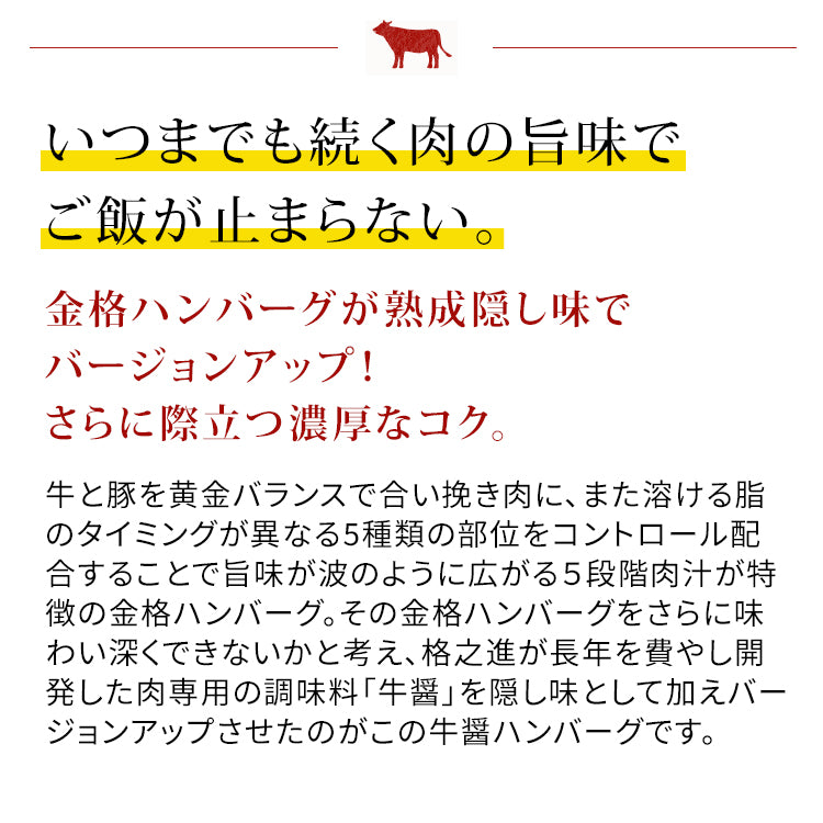 牛醤ハンバーグ  冷凍  格之進 （10個セット） 国産 牛肉 白金豚 無添加