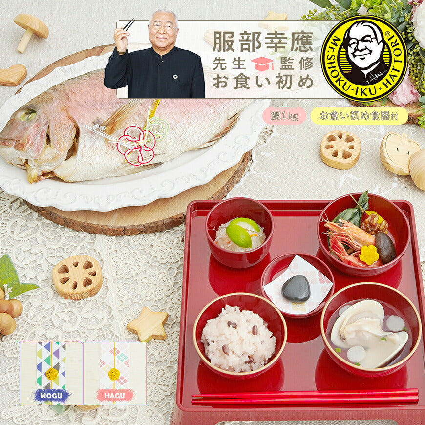 ★非掲載★お食い初め セット 料理 【服部幸應先生監修 お食い初め はじめての食育膳（鯛1kg・食器セット）】 百日祝い 国産天然真鯛 歯固めの石 手引書 鯛めしレシピ付 メニュー 宅配 ギフト インスタ映え パーティー 出産祝い