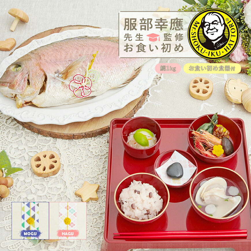 ★非掲載★お食い初め セット 料理 【服部幸應先生監修 お食い初め はじめての食育膳（鯛1kg・食器セット）】 百日祝い 国産天然真鯛 歯固めの石 手引書 鯛めしレシピ付 メニュー 宅配 ギフト インスタ映え パーティー 出産祝い 送料無料