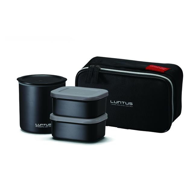 【ブラック】 弁当箱 保温 メンズ ランチボックス LUNTUS ランタス 通販 専用バッグ付き お箸付き 2段 3段 電子レンジOK 食洗機対応 保温ランチボックス 男子 女子 レディース 大容量 820ml
