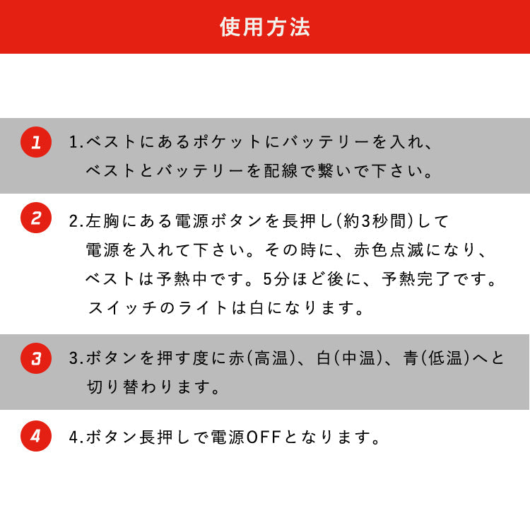 【Mサイズ】ヒーターベスト インナー 電熱ベスト  4枚内蔵  男女兼用 htvs-003