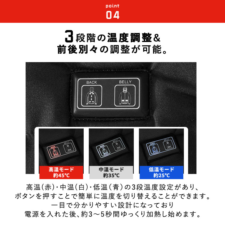 【2XLサイズ】ヒーターベスト フード付き 電熱ベスト  9枚内蔵  男女兼用 htvs-005