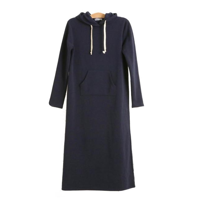 【NAVY.ネイビー・Lサイズ】 マキシ丈ワンピース 裏起毛 ワンピース マキシワンピ 長袖 ルームウェア 部屋着 定番 あったか 妊婦 マタニティ スウ マタニティウエア c103 hw8081 nahjp-HW8081