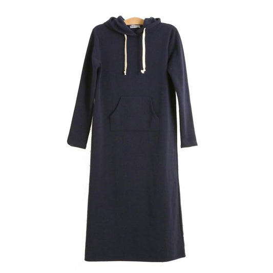 【NAVY.ネイビー・Lサイズ】 マキシ丈ワンピース 裏起毛 ワンピース マキシワンピ 長袖 ルームウェア 部屋着 定番 あったか 妊婦 マタニティ スウ マタニティウエア c103 hw8081 nahjp-HW8081