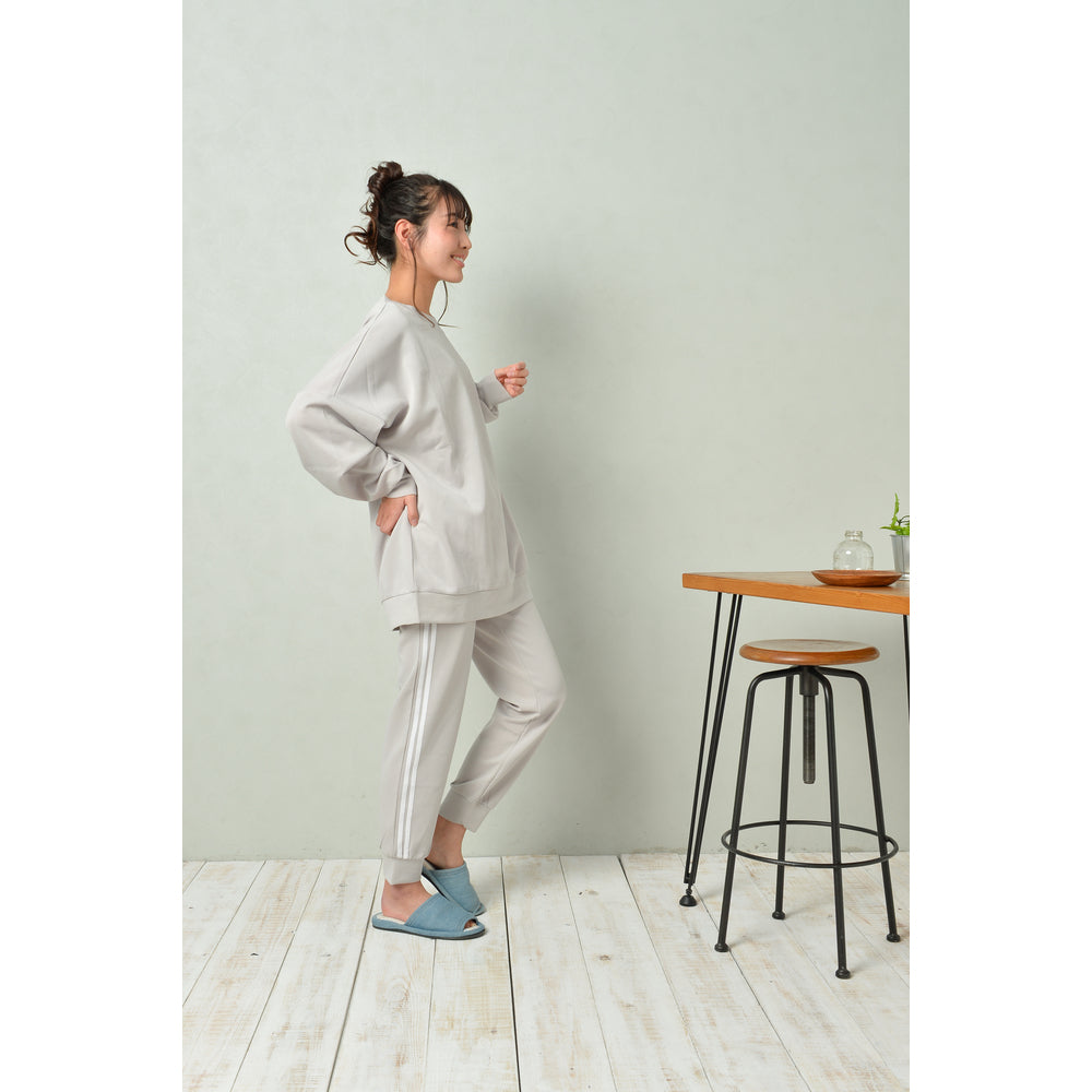 【MIXグレー・M-Lサイズ】 ルームウェア レディース 上下セット 通販 ラインパンツ ダンボールニット 部屋着 レディース おしゃれ かわいい パジャマ 春 夏 秋 冬 パンツ 春夏 秋冬 M-Lサイズ L-LLサイズ