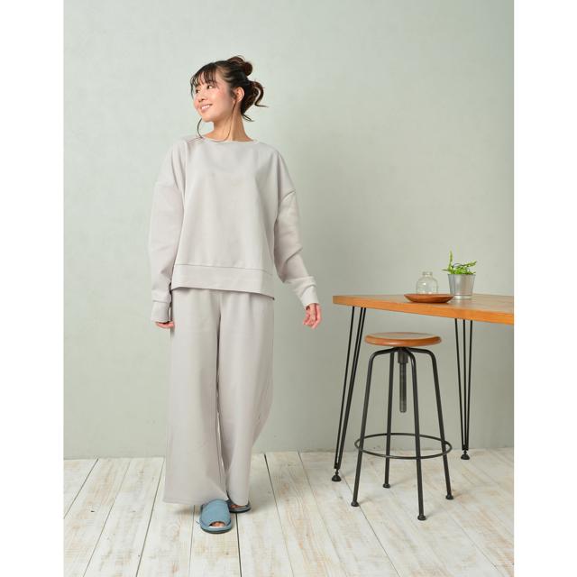 【MIXグレー・L-LLサイズ】 ルームウェア レディース 上下セット 通販 ワイドパンツ ダンボールニット 部屋着 レディース おしゃれ かわいい パジャマ 春 夏 秋 冬 パンツ 春夏 秋冬 M-Lサイズ L-LLサイズ