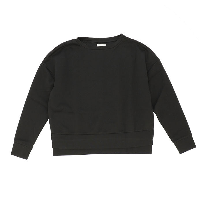【ブラック・M-L】 部屋着 セットアップ レディース 長袖 通販 ルームウェア 上下セット ガウチョパンツ 七分丈 7分丈 スウェット 上下 ルームウエア 大きいサイズ ゆったり 楽ちん らくちん カットソー