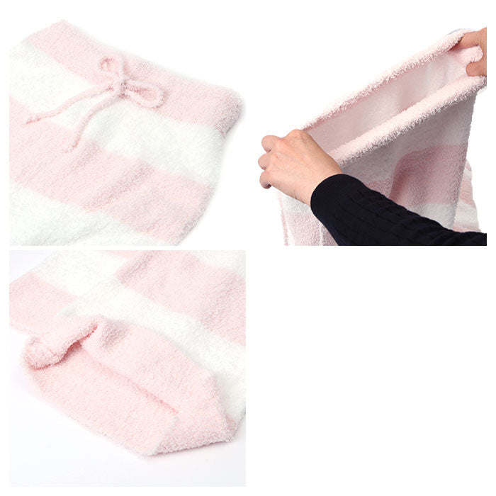 【ピンク×ホワイト・M-L】 レディース ルームウェア 上下セット 長袖 通販 ロングパンツ 長ズボン プルオーバー パジャマ 冬 秋冬 大人 かわいい おしゃれ シンプル ボーダー カジュアル ふわふわ もこもこ