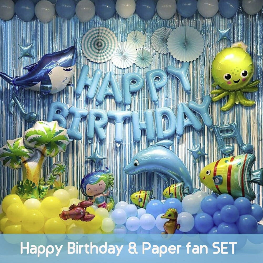 バルーン ガーランド 誕生日 水族館 アクアリウム 風船 飾り付け セット バースデー 飾り 男の子 女の子 Birthday Balloon 子供 プレゼント パーティー かわいい チャーミング おもちゃ 誕生日 クリスマス ギフト サプライズ