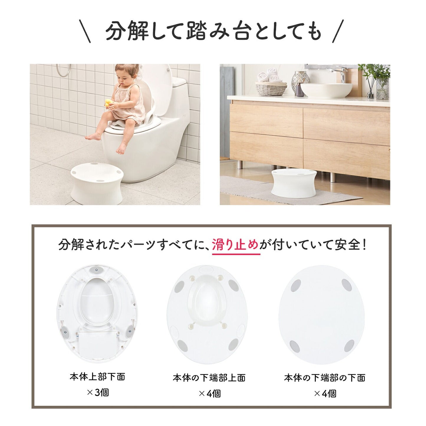 【グレー】はじめてのトイレトレーニングに！おしゃれで使いやすい3WAY ベビートイレ