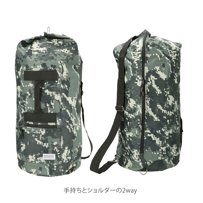 【グレー迷彩】 リュックサック メンズ 通販 ボンサック メンズ 約 48L 大容量 大学生 大きめ ポリエステル カモフラ デジカモ ジュニア ワンショルダー ズタ袋  アウトドア スポーツ 防災リュック