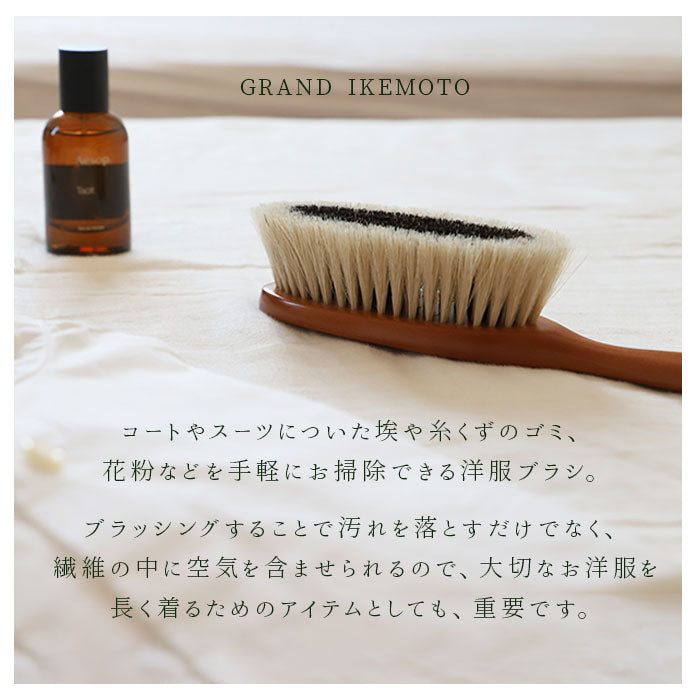【天然毛】 グランドイケモト 洋服ブラシ 通販 静電気 馬毛 小さめ sサイズ ほこり取り プレゼント 制服 スーツ 木製 天然毛 服ブラシ 静電気除去 GRAND IKEMOTO 池本刷子 日本製 IKC3222