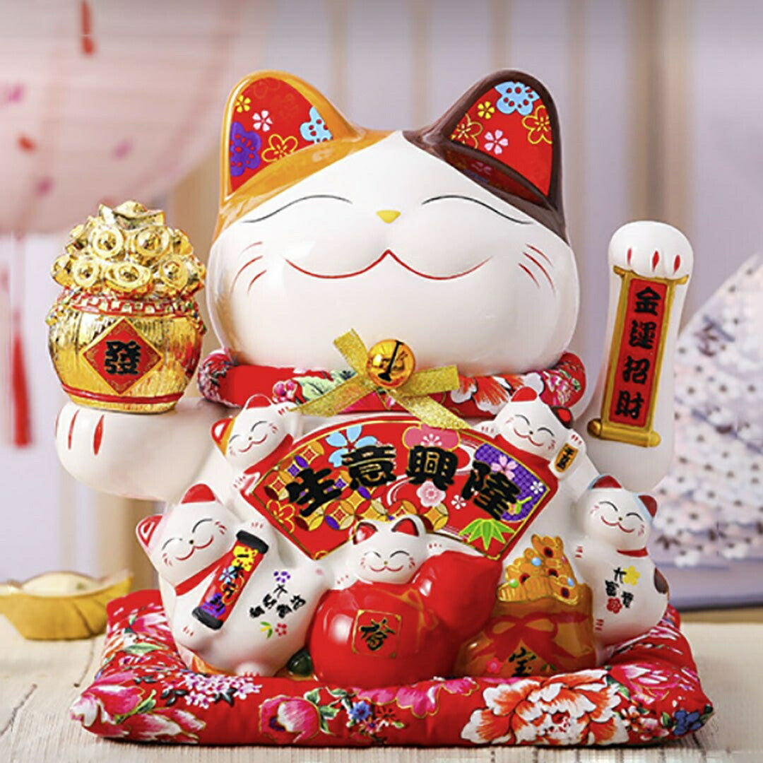 風水 置物 招き猫 生意興隆 千万両 福 招財 劫財 金 風水アイテム 金運アップ 財運 金運 恋愛 健康 仕事 家庭 華やか 商売繁盛 幸運 開運 富 スピリチュアル お金持ち ご利益 御利益 御守り ハッピー 幸せ かわいい 可愛い