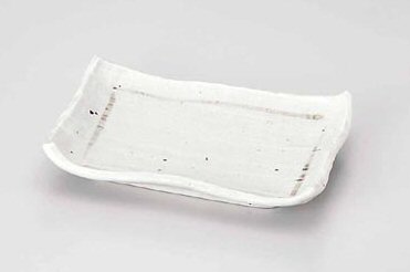 粉引ライン渕波焼物皿 美濃焼 和食器 角皿   陶器のふる里  stockヤ