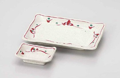 唐津赤絵 角千代口 幅10cm 小皿 小鉢 和食器 美濃焼 日本製 国産 和皿  陶器のふる里  stockヤ