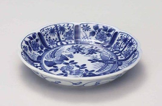 雪輪型花鳥3.5皿 直径12cm 和食器 日本製 美濃焼 国産 和皿  陶器のふる里  stockヤ