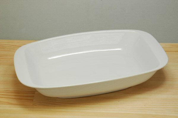 白手付角9.5吋ベーカー 食器 陶器 磁器 白 カレー 皿 長方形 横長 深皿 業務用 プロ使用 本格   陶器のふる里  stockヤ