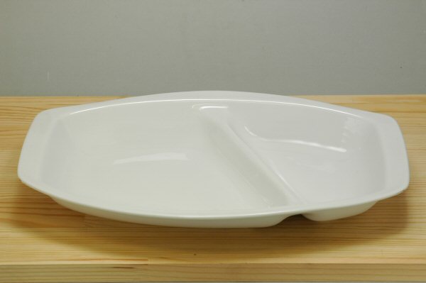 白12吋仕切りベーカー 食器 陶器 磁器 白 サラダ ランチプレート 仕切り カレー 皿 業務用 プロ使用 本格   陶器のふる里  stockヤ