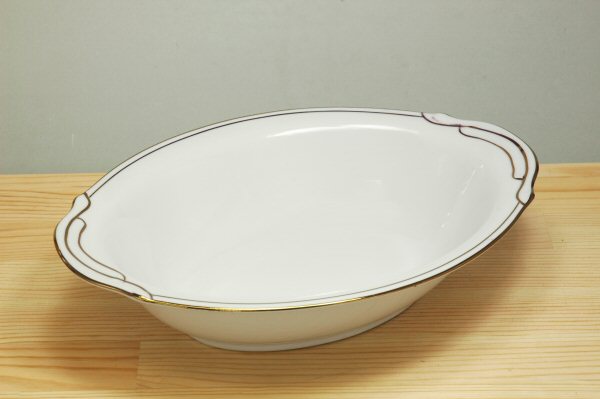 親子金線 (10吋)ベーカー (アウトレット込) 食器 磁器 白磁 金 楕円皿 昔ながらの カレー皿 ゴールド シンプル おしゃれ 業務用 プロ使用 本格  陶器のふる里  stockヤ