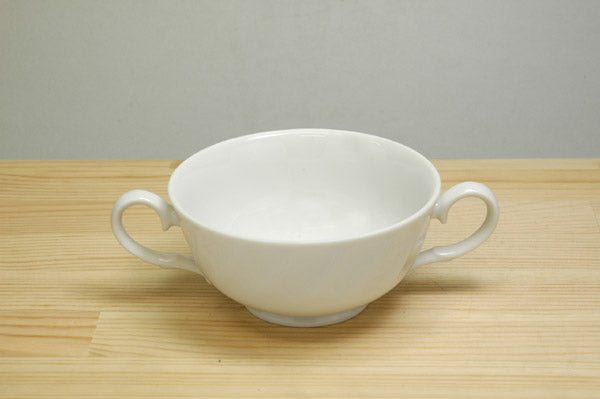 Ｋ/Ｗホワイトブイヨン 白 食器 磁器 白磁 両手 カップ スープ皿 サラダ 持ち手付き 取っ手付き 小鉢 スープボウル 業務用 スープカップ  陶器のふる里  stockヤ