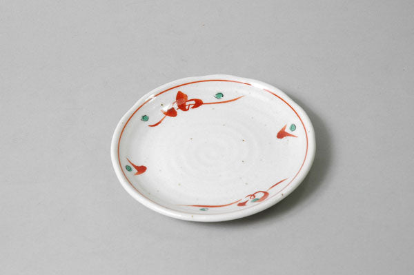 赤絵唐草紋4.0皿 直径 13cm 取り皿 小皿 和食器 美濃焼 和柄 国産  陶器のふる里  stockヤ