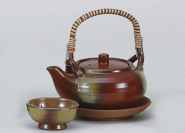 鉄彩丸型土瓶むし 本格 土瓶蒸し 盃セット おちょこセット 料亭 業務用   陶器のふる里  trysス