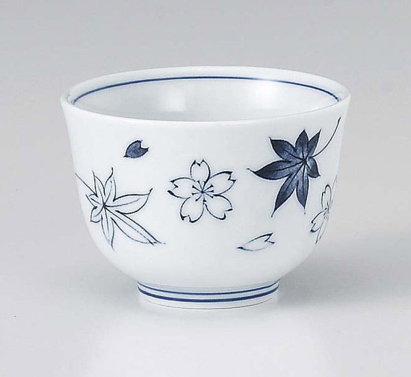 紅葉桜煎茶 玉湯呑 丸湯呑 茶器 美濃焼 日本茶 おもてなし 国産 飲食店様 大口OK 卸価格   陶器のふる里  trysウ