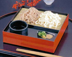つゆ入れと竹スダレ付き！！角座敷ザル 朱セット  陶器のふる里  trysレ