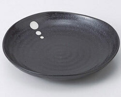 ドット黒マット8.0皿 直径23cm 丸皿 磁器 和モダン 和 業務用 美濃焼 国産 日本製 パスタ皿 麺皿 カレー皿 深皿 おしゃれ  陶器のふる里  stockヤ