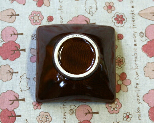 アメ色７cmスクエア深皿 ブラウン 飴色 茶色 小皿 国産 美濃焼   陶器のふる里  stockヤ