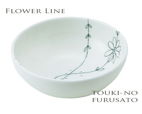 フラワーラインUK40鉢（直径12cm） 軽量磁器 うすかる 花 白 和 洋風浅鉢 ボール 小鉢   陶器のふる里  trys亜