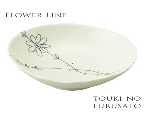 フラワーライン六〇楕円深皿（幅19.5cm） 磁器 丈夫 丸 メイン皿 カレー パスタ 花 白 和 洋 業務用 家庭用 カレー皿 おしゃれ   陶器のふる里  trys亜