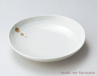 ドット白三角８.０皿 直径23cm 丸皿 磁器 白 和 業務用 美濃焼 国産 日本製 カレー皿 おしゃれ パスタ皿 深皿 麺皿  陶器のふる里  stockヤ
