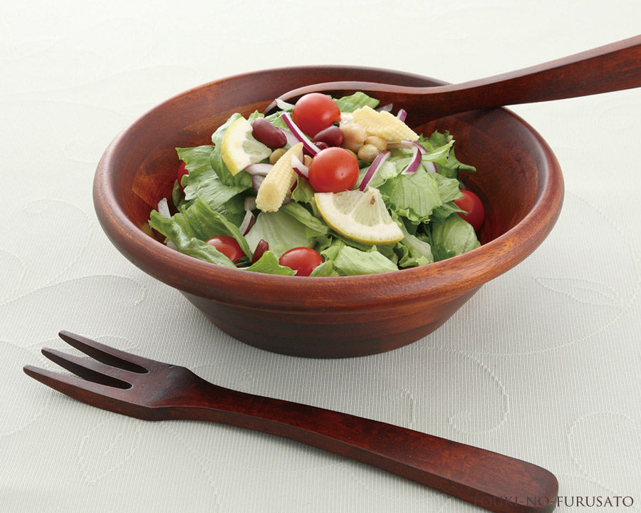 WoodBowl ブラウン 22.5cm ボール  木製 食器 ラバーウッド H7.1cm カフェ風 サラダボウル  陶器のふる里  trys光