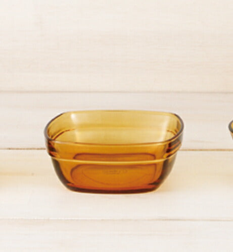 DURALEX（デュラレックス）アンバー スクエアーボウル（大）  幅11cm 300cc 正方形 スクエア ガラス ボール 茶色 AMBER フランス製   陶器のふる里  trysケ