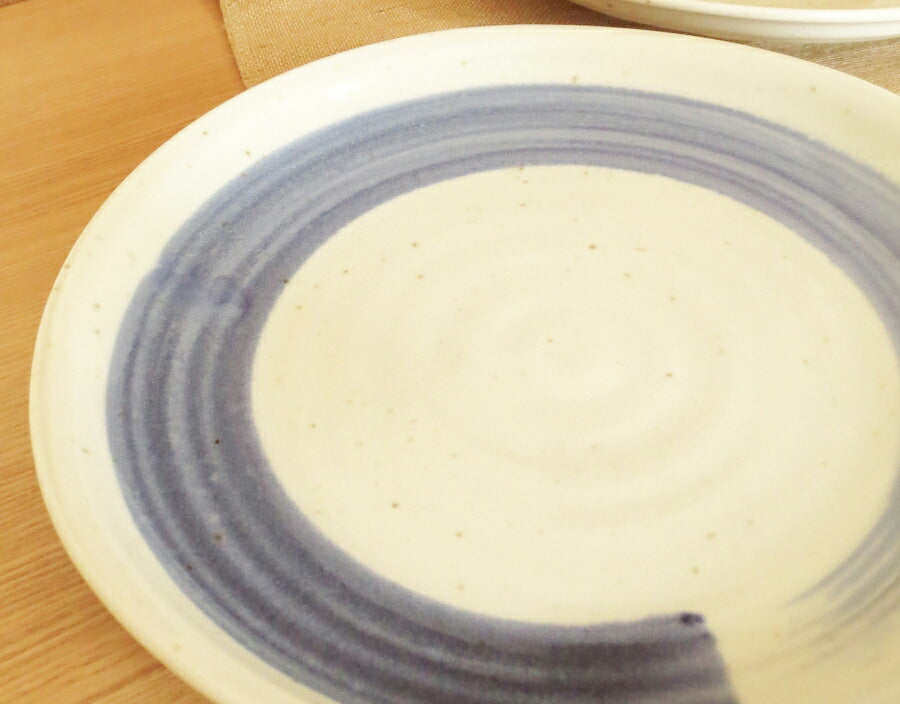 ワラ白呉須刷毛7.0丸皿 直径23.5cm 和 丸皿 和風 プレート 麺皿 清涼 器 国産 深皿 和食器 大皿 業務用  陶器のふる里 美濃焼 stockヤ