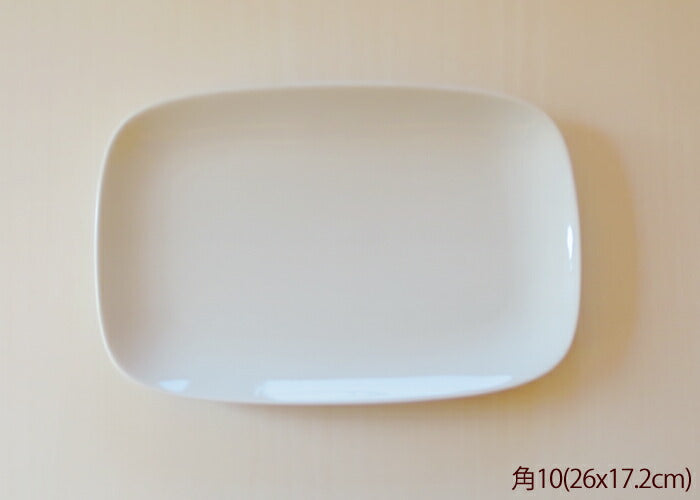 ホワイトUSU角10インチプラター 幅26.5cm 白玉渕(ウス) 食器 スクエアプレート 角皿 大口注文OK   陶器のふる里  stockヤ