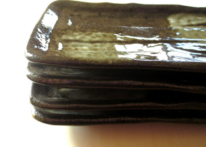 削ぎ型黒串皿 幅18.5cm 黒 和食器 長角皿 美濃焼 国産   陶器のふる里  stockヤ