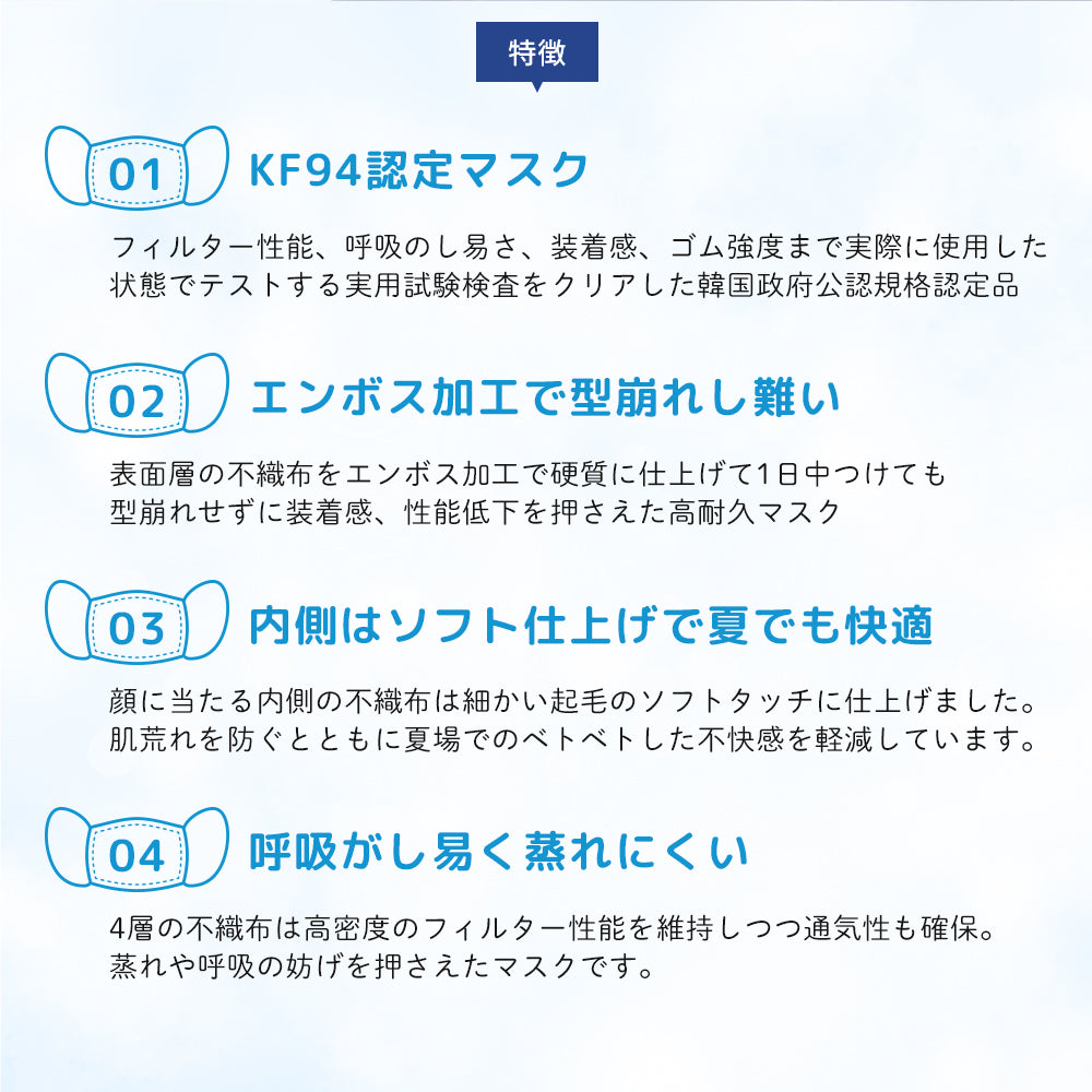 【20枚入】KF94  3D立体マスク ホワイト