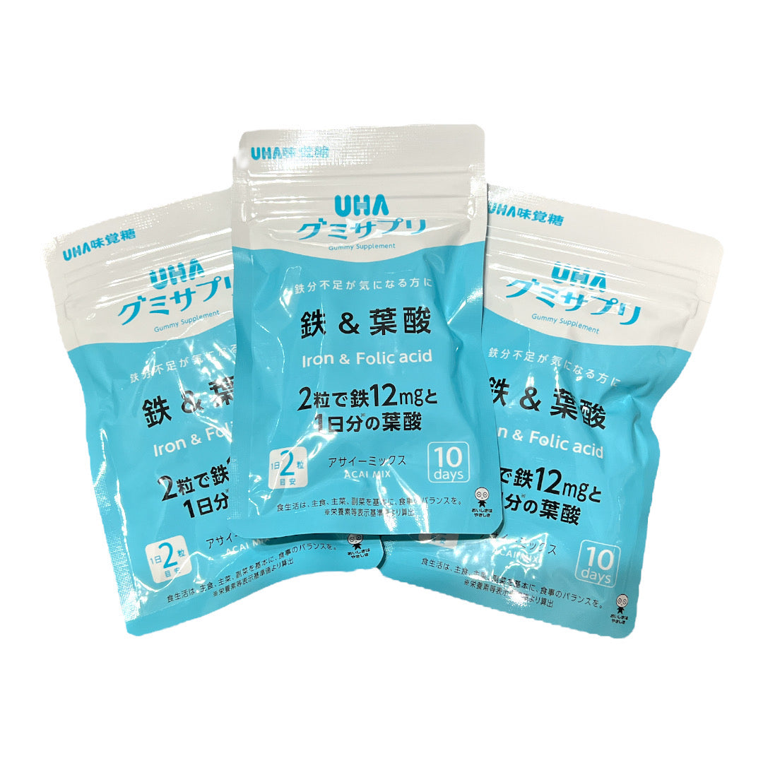 UHA 味覚糖 グミサプリ 鉄 + 葉酸 20粒 x 3袋 30日分
