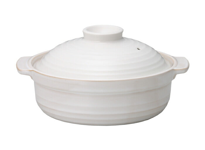 【入荷待ち・次回12/23】和(なごみ)白8号土鍋（直火専用） 2400cc 3〜４人用 ファミリーサイズ シンプル ホワイト 国産   陶器のふる里  trys光