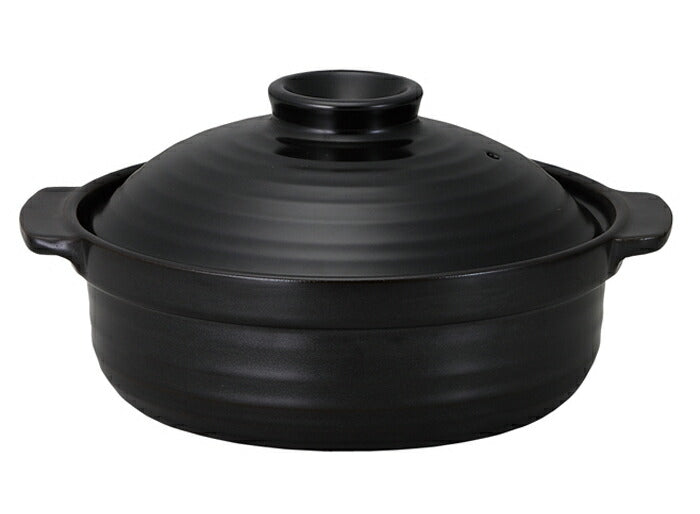 (完売・次回12月末入荷)　和(なごみ)黒10号土鍋（直火専用） 4500cc ５〜６人用 シリーズ最大 シンプル ブラック 国産   陶器のふる里  trys光