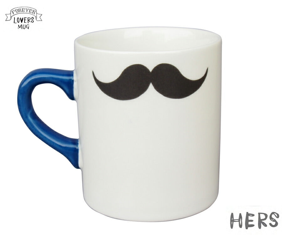 LOVERS MUG HIS  マグカップ 容量325cc 男性 メンズ 夫婦 カップル 彼氏専用 ひげ 髭 イラスト 国産 日本製   陶器のふる里  trysケ