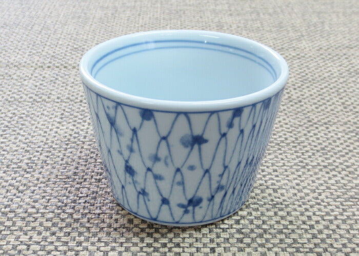 網切立そば猪口 180cc そば猪口 そばちょこ 藍色 染付 蕎麦 カップ 国産 和食器  業務用大口OK  陶器のふる里  trysま