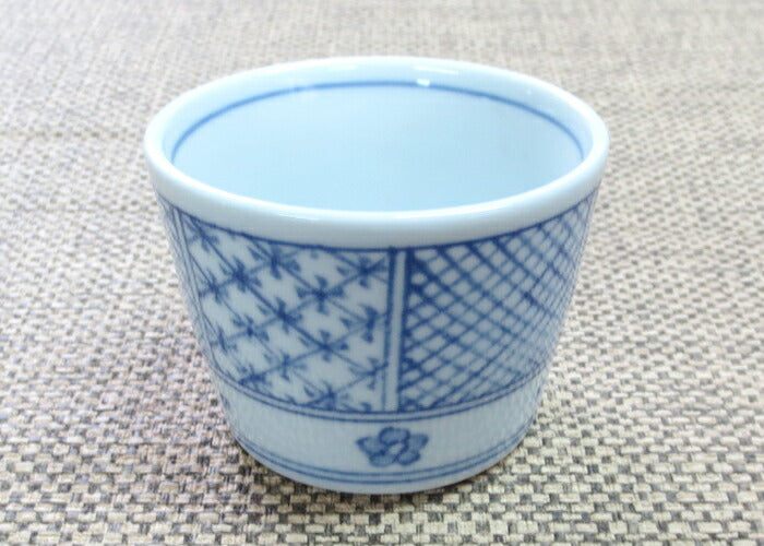 格子切立そば猪口 180cc そば猪口 そばちょこ 藍色 染付 蕎麦 カップ 国産 和食器  業務用大口OK  陶器のふる里  trysま