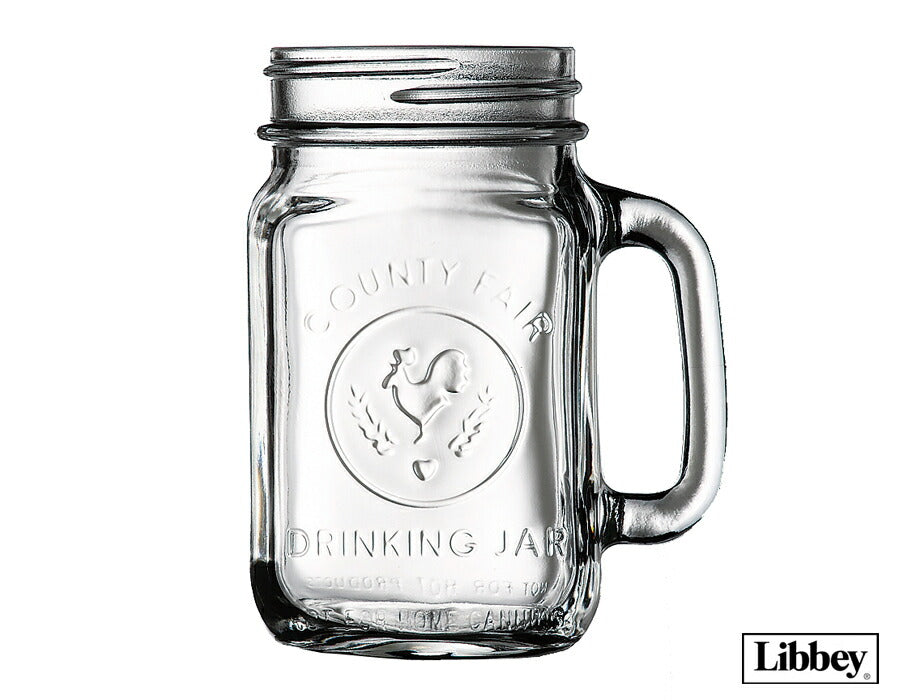 ドリンキングジャー(マーク付)  正規品 488ml Libbey リビー ジョッキ 鶏マーク ガラス瓶 ガラスマグ ヴィンテージ風 タピオカ ドリンク 雑貨 インスタ映え アメリカ USA   陶器のふる里  trys光