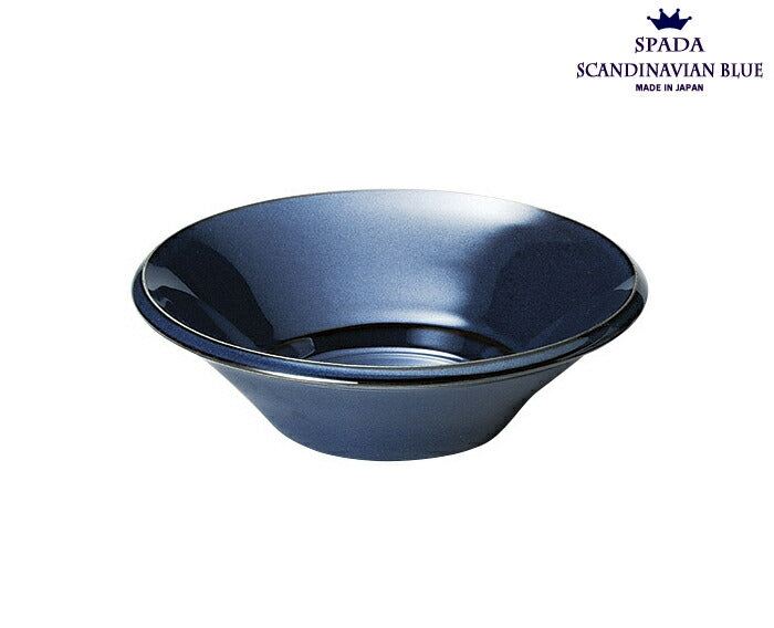 スパダスカンジナビアンブルー15.5cm浅ボール  直径15.4cm サラダ フルーツ 洋風小鉢 食器 錆加工風デザイン ヴィンテージ レトロ 藍色 青色 艶 光沢 業務用 大口注文OK   陶器のふる里  trys光