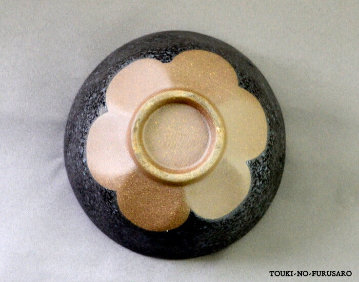 銀さざれ 削ぎ飯碗 小 直径11.6cm ブラック×茶色 黒マット ご飯茶碗 ごはんちゃわん 花 和食器 土物 陶土器 良質 国産   陶器のふる里  trysケ